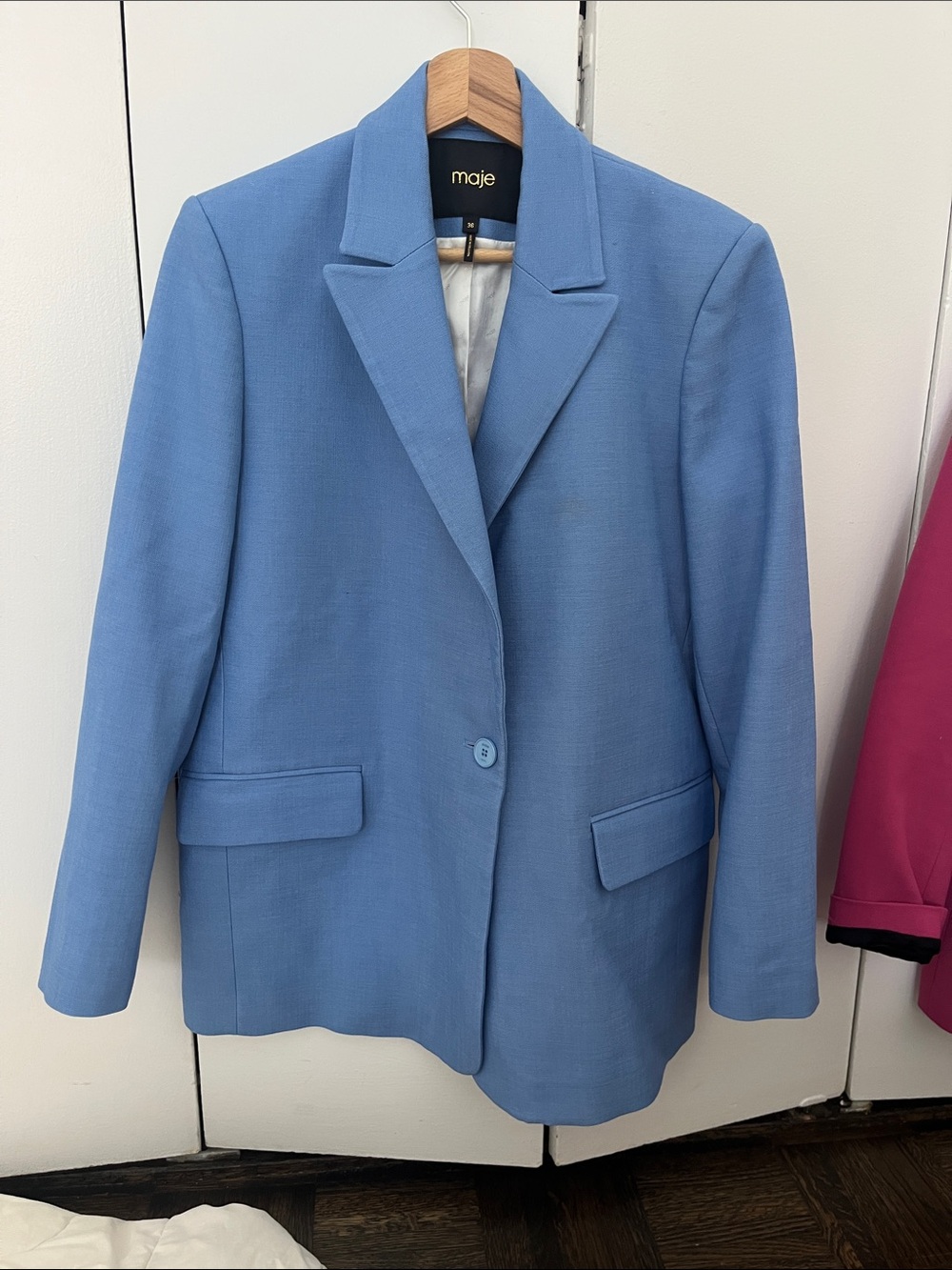 Maje Light Blue Tailored Single-Button Blazer